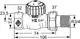 Thermostat-Ventilunterteil von IMI Hydronic Engineering. Durchgangsventil mit spezifischen Abmessungen, gewinde- und klemmverbindungsseitig erkennbar.